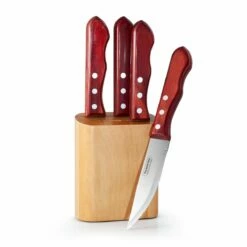 Tramontina Porterhouse 5 Pc Steak Knife Set - Pointed - W/Hardwood Counter Block 9 Tramontina Porterhouse 5 Pc Steak Knife Set - Pointed - W/Hardwood Counter Block -TRAMONTINA Sales 80000011IXM005G