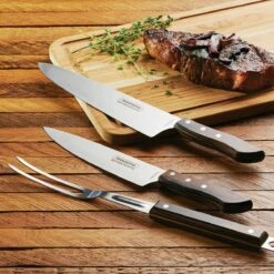 Tramontina Churrasco BBQ 3 Pc Chef Knives And Grill Fork Set