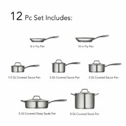 Tramontina Prima 12 Pc Stainless Steel Cookware Set 29 Tramontina Prima 12 Pc Stainless Steel Cookware Set -TRAMONTINA Sales 80101203IXI001G
