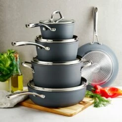 Tramontina 9 Pc Induction Nonstick Cookware Set - Slate Gray