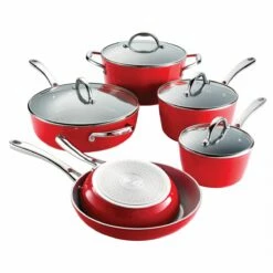 Tramontina 10 Pc Cold-Forged Induction Ceramic Cookware Set - Red -TRAMONTINA Sales 80110032IXM001G