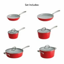 Tramontina 10 Pc Cold-Forged Induction Ceramic Cookware Set - Red -TRAMONTINA Sales 80110032IXM008G