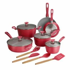Tramontina 14 Pc Ceramic Induction-Ready Cookware Set - Red 15 Tramontina 14 Pc Ceramic Induction-Ready Cookware Set - Red -TRAMONTINA Sales 80110034IXM001G