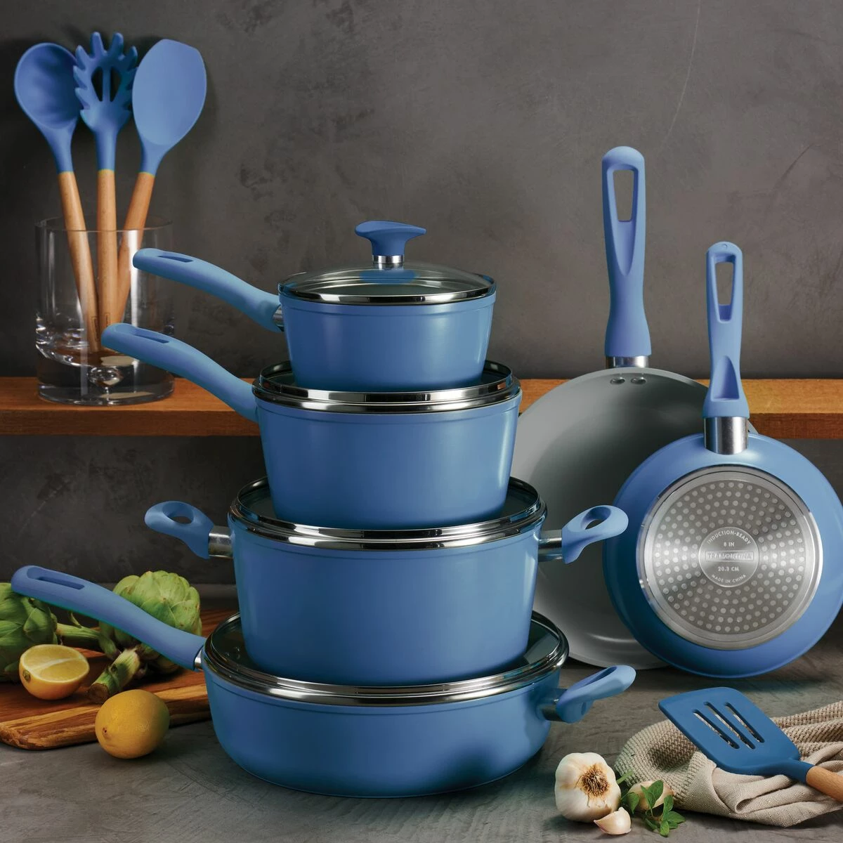 Tramontina 14 Pc Ceramic Induction-Ready Cookware Set - Blue 3 Tramontina 14 Pc Ceramic Induction-Ready Cookware Set - Blue