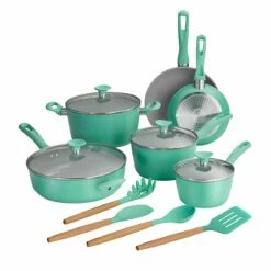 Tramontina 14 Pc Ceramic Induction-Ready Cookware Set Teal -TRAMONTINA Sales 80110036IXM001G