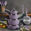 Tramontina 14 Pc Ceramic Induction-Ready Cookware Set - Purple -TRAMONTINA Sales 80110037PRM001G