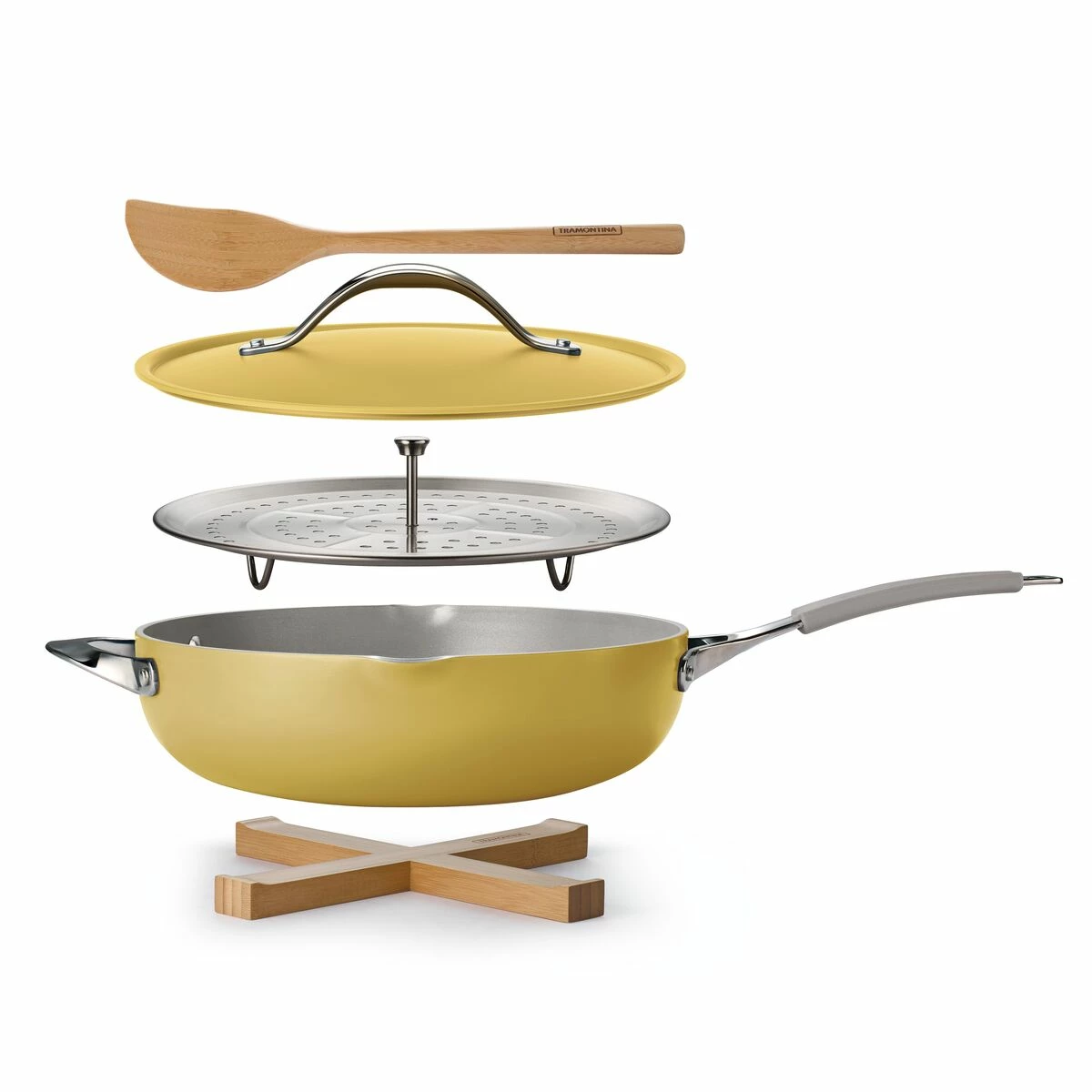 Tramontina All In One Plus Pan, 5 Qt Ceramic Non Stick - Mustard Yellow 16 Tramontina All In One Plus Pan, 5 Qt Ceramic Non Stick - Mustard Yellow - Image 14