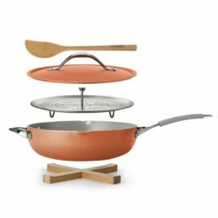 Tramontina All In One Plus Pan, 5 Qt Ceramic Non Stick - Persimmon Orange -TRAMONTINA Sales 80110084IXM001G