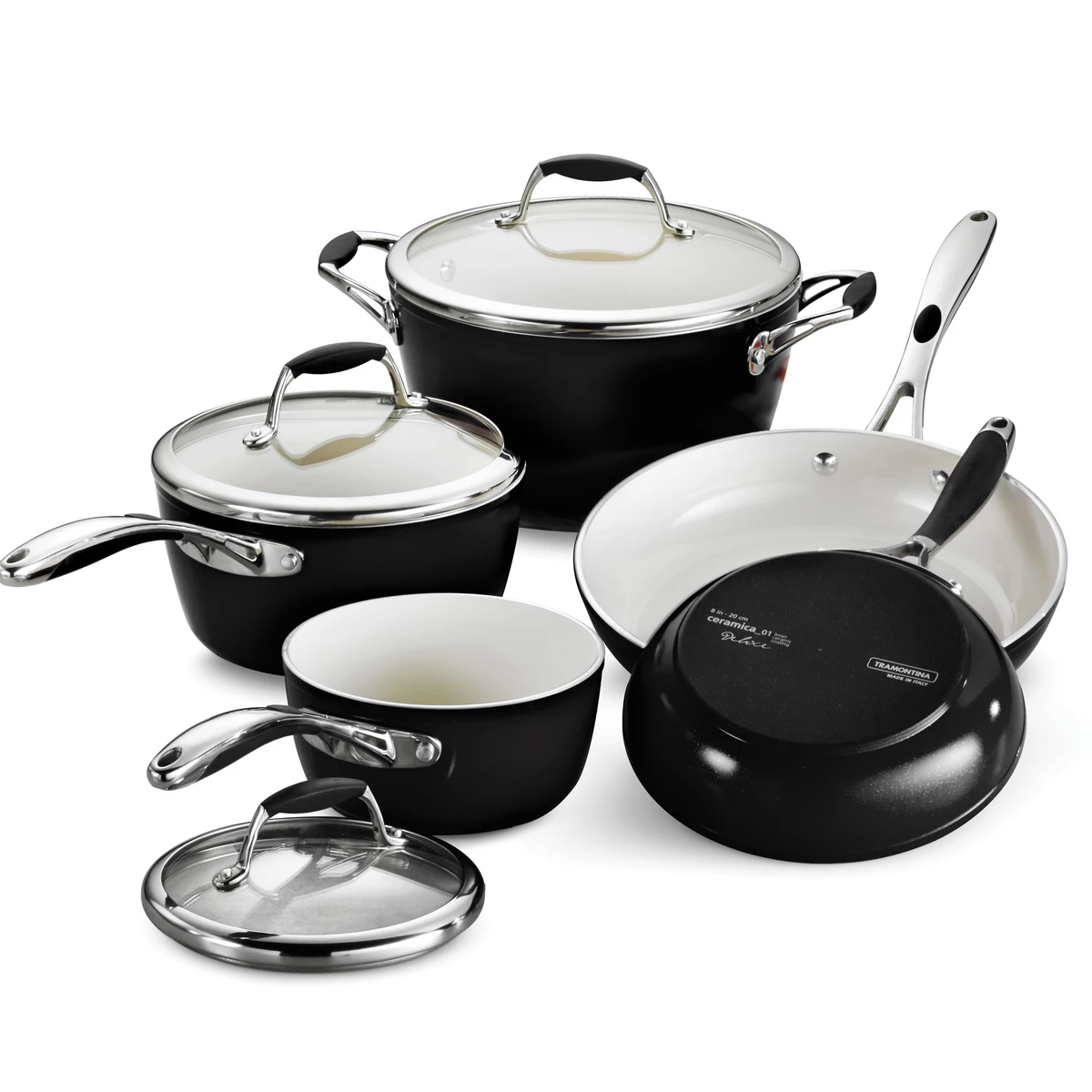 Tramontina 8 Pc Ceramic Cookware Set - Black 4 Tramontina 8 Pc Ceramic Cookware Set - Black - Image 2