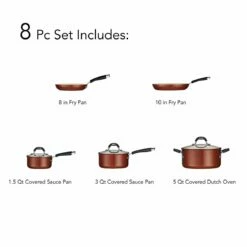 Tramontina Ceramica 8 Pc Cookware Set - Metallic Copper -TRAMONTINA Sales 80110219IXI002G