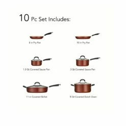 Tramontina Ceramica 10 Pc Cookware Set - Metallic Copper 7 Tramontina Ceramica 10 Pc Cookware Set - Metallic Copper -TRAMONTINA Sales 80110220IXI001G