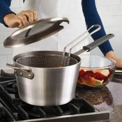 Tramontina 5.5 Qt Aluminum Nonstick Professional Fusion Covered Deep Fryer - Satin -TRAMONTINA Sales 80114512IXM004G