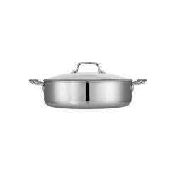 Tramontina Tri-Ply Clad 6 Qt Stainless Steel Covered Braiser - Glass Lid -TRAMONTINA Sales 80116031IXM001G