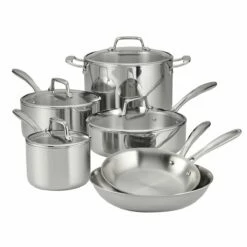 Tramontina Tri-Ply Clad 10 Pc Stainless Steel Cookware Set With Glass Lids -TRAMONTINA Sales 80116054IXM014G