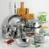 Tramontina Tri-Ply Clad 12 Pc Stainless Steel Cookware Set With Glass Lids -TRAMONTINA Sales 80116055PDM001G
