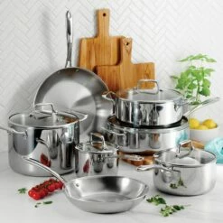 Tramontina Tri-Ply Clad 12 Pc Stainless Steel Cookware Set With Glass Lids