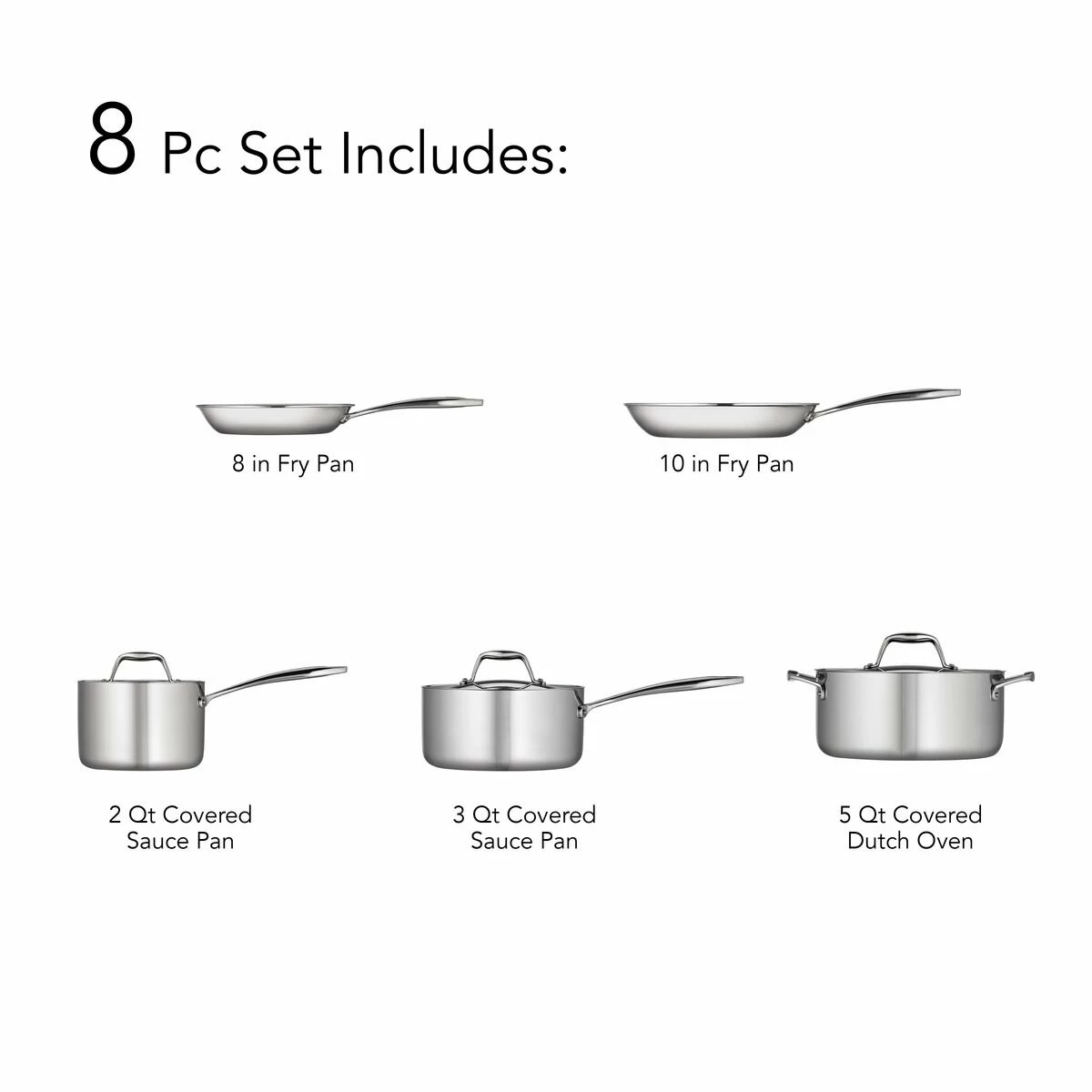 Tramontina 8 Pc Tri-Ply Clad Stainless Steel Cookware Set 8 Tramontina 8 Pc Tri-Ply Clad Stainless Steel Cookware Set - Image 6