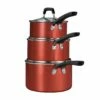 Tramontina 6 Pc Aluminum Stackable Sauce Pan Set - Metallic Red 2 Tramontina 6 Pc Aluminum Stackable Sauce Pan Set - Metallic Red -TRAMONTINA Sales 80124123PRM001G