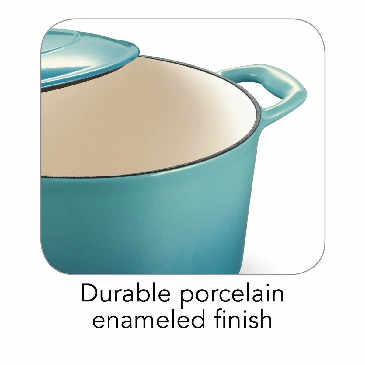 Tramontina 5.5 Qt Enameled Cast-Iron Series 1000 Covered Round Dutch Oven - Medium Blue 5 Tramontina 5.5 Qt Enameled Cast-Iron Series 1000 Covered Round Dutch Oven - Medium Blue - Image 3