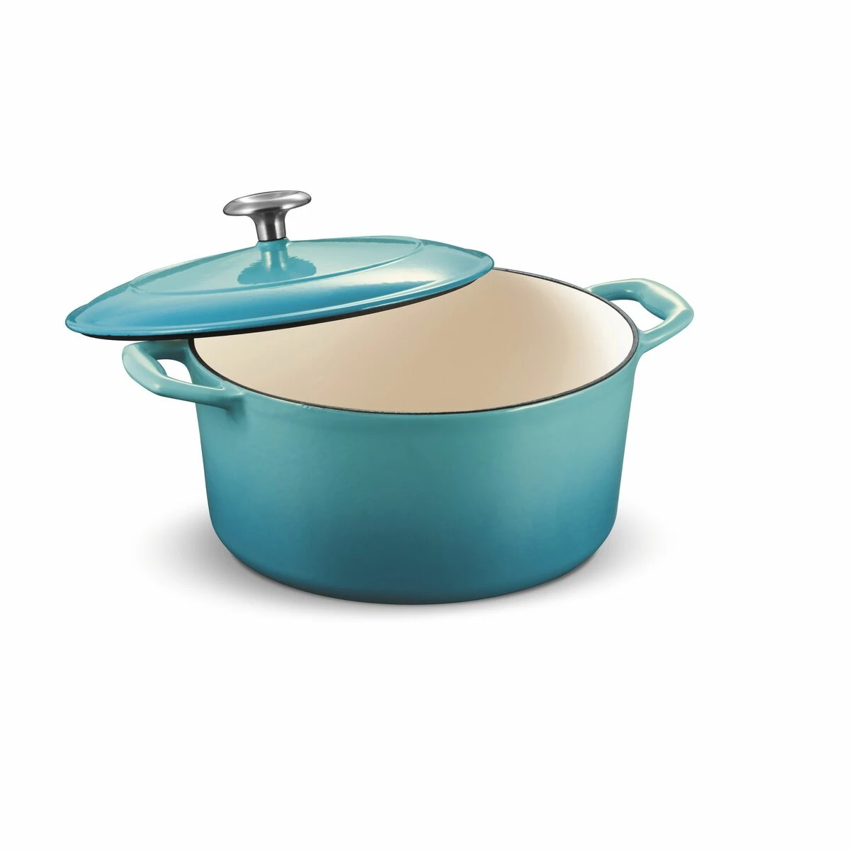 Tramontina 5.5 Qt Enameled Cast-Iron Series 1000 Covered Round Dutch Oven - Medium Blue 4 Tramontina 5.5 Qt Enameled Cast-Iron Series 1000 Covered Round Dutch Oven - Medium Blue - Image 2