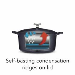 Tramontina 5.5 Qt Enameled Cast-Iron Series 1000 Covered Round Dutch Oven - Dark Blue -TRAMONTINA Sales 80131038IXI004G