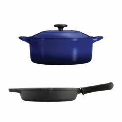 Tramontina 3 Pc Essential Cast Iron Cookware Set - Blue 12 Tramontina 3 Pc Essential Cast Iron Cookware Set - Blue -TRAMONTINA Sales 80131040IXM002G