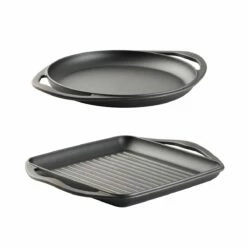Tramontina 2 Pk Pre-Seasoned Cast Iron Grill And Griddle Set 16 Tramontina 2 Pk Pre-Seasoned Cast Iron Grill And Griddle Set -TRAMONTINA Sales 80131042IXM001G