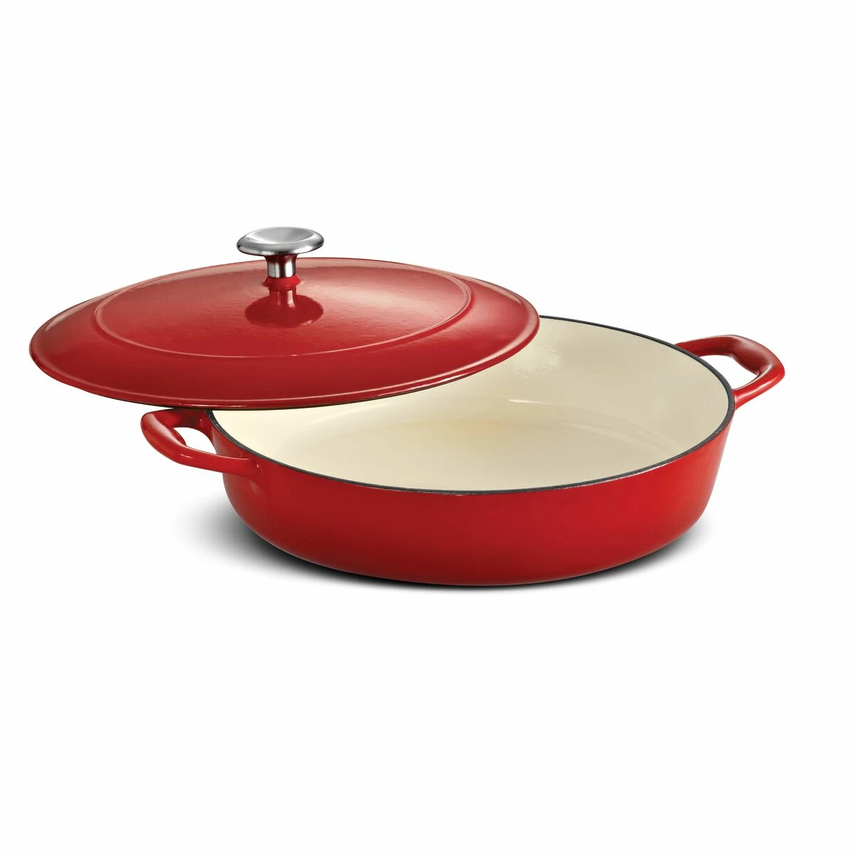 Tramontina 4 Qt Enameled Cast-Iron Series 1000 Covered Braiser - Gradated Red 4 Tramontina 4 Qt Enameled Cast-Iron Series 1000 Covered Braiser - Gradated Red - Image 2