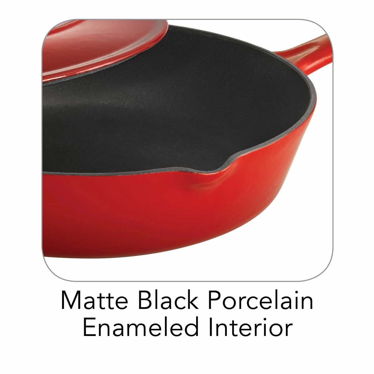 Tramontina 10 In Enameled Cast-Iron Series 1000 Covered Skillet - Gradated Red 8 Tramontina 10 In Enameled Cast-Iron Series 1000 Covered Skillet - Gradated Red - Image 6