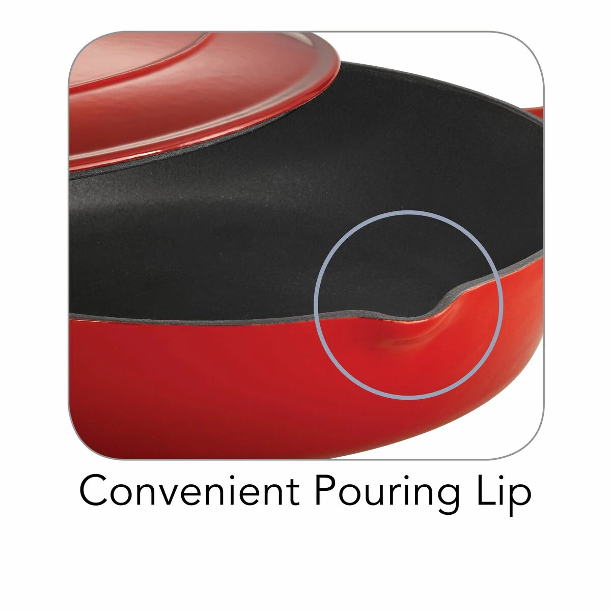 Tramontina 10 In Enameled Cast-Iron Series 1000 Covered Skillet - Gradated Red 5 Tramontina 10 In Enameled Cast-Iron Series 1000 Covered Skillet - Gradated Red - Image 3