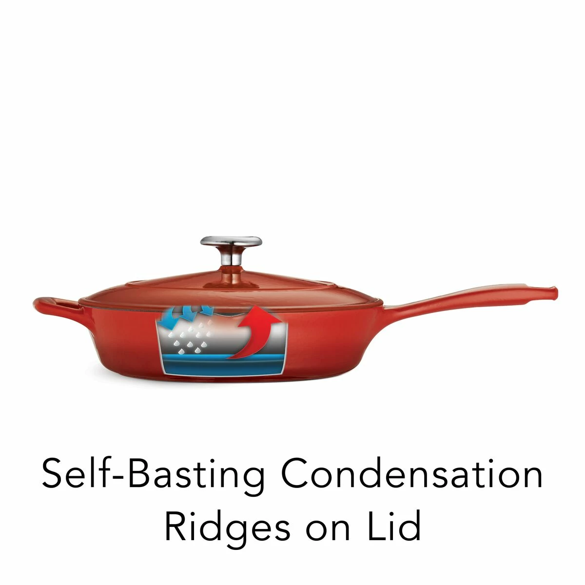 Tramontina 10 In Enameled Cast-Iron Series 1000 Covered Skillet - Gradated Red 10 Tramontina 10 In Enameled Cast-Iron Series 1000 Covered Skillet - Gradated Red - Image 8