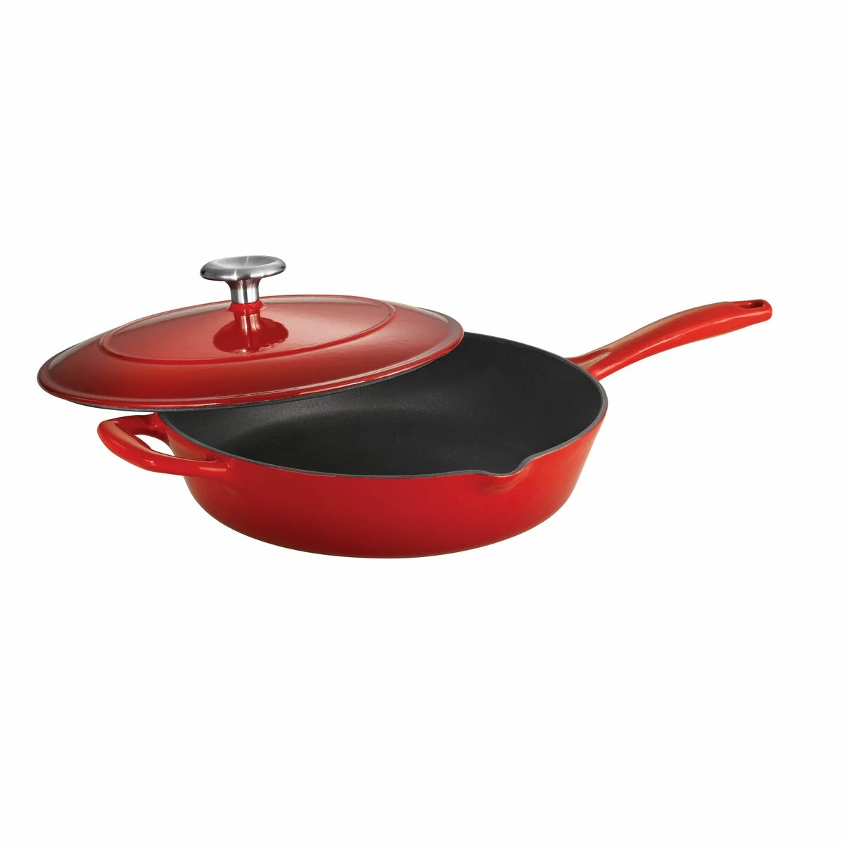 Tramontina 10 In Enameled Cast-Iron Series 1000 Covered Skillet - Gradated Red 3 Tramontina 10 In Enameled Cast-Iron Series 1000 Covered Skillet - Gradated Red