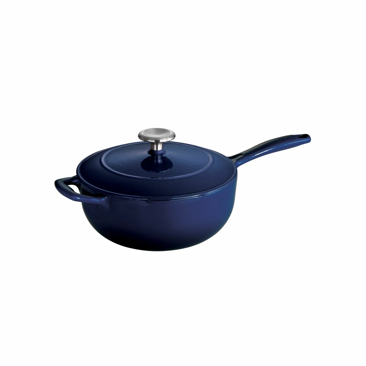 Tramontina 3 Qt Enameled Cast-Iron Series 1000 Covered Saucier - Gradated Cobalt 8 Tramontina 3 Qt Enameled Cast-Iron Series 1000 Covered Saucier - Gradated Cobalt - Image 6