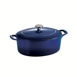 Tramontina 5.5 Qt Enameled Cast-Iron Series 1000 Covered Oval Dutch Oven - Gradated Cobalt -TRAMONTINA Sales 80131077ANM002G