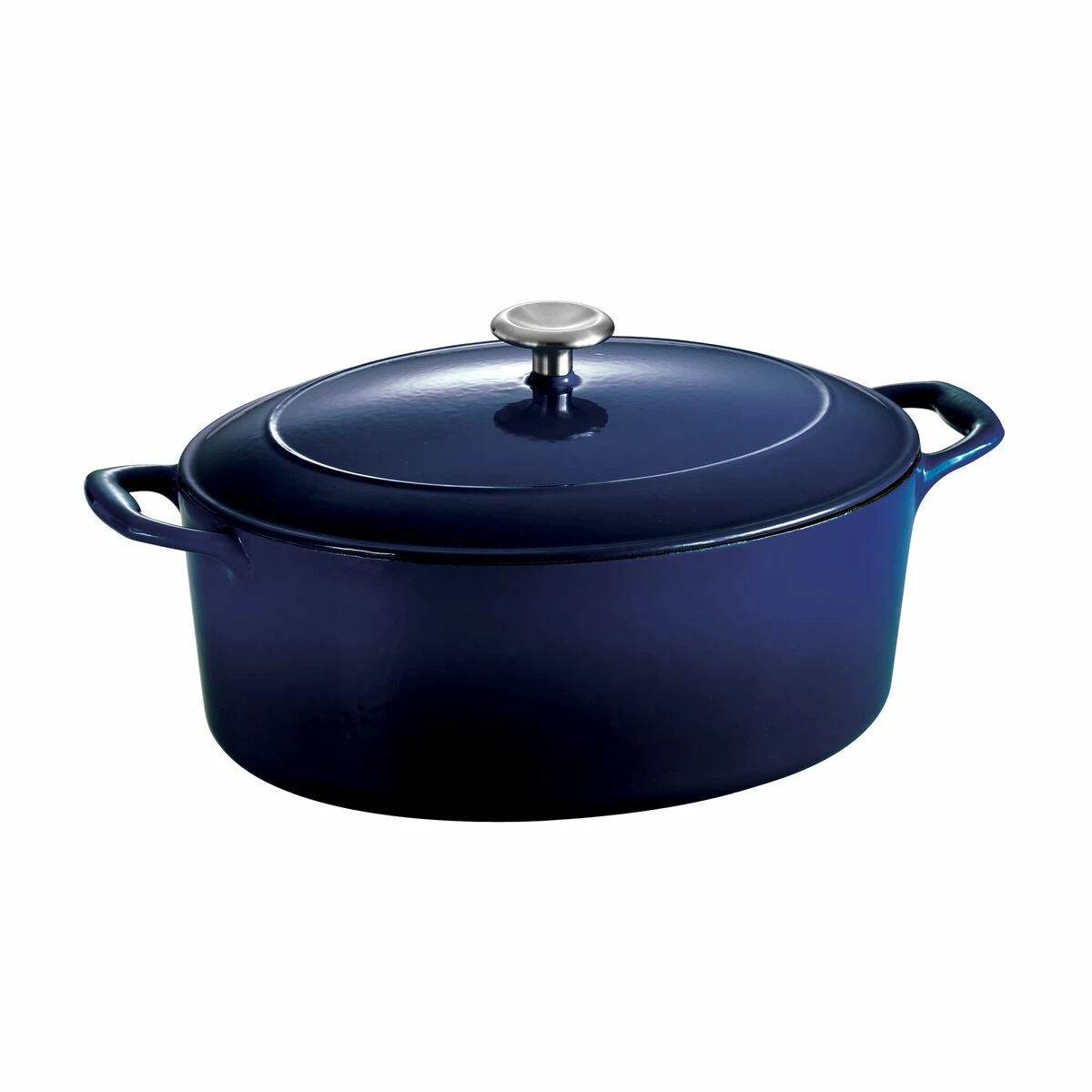 Tramontina 7 Qt Enameled Cast-Iron Oval Dutch Oven - Gradated Cobalt 7 Tramontina 7 Qt Enameled Cast-Iron Oval Dutch Oven - Gradated Cobalt - Image 5