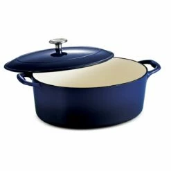 Tramontina 7 Qt Enameled Cast-Iron Oval Dutch Oven - Gradated Cobalt 9 Tramontina 7 Qt Enameled Cast-Iron Oval Dutch Oven - Gradated Cobalt -TRAMONTINA Sales 80131078PDM001G