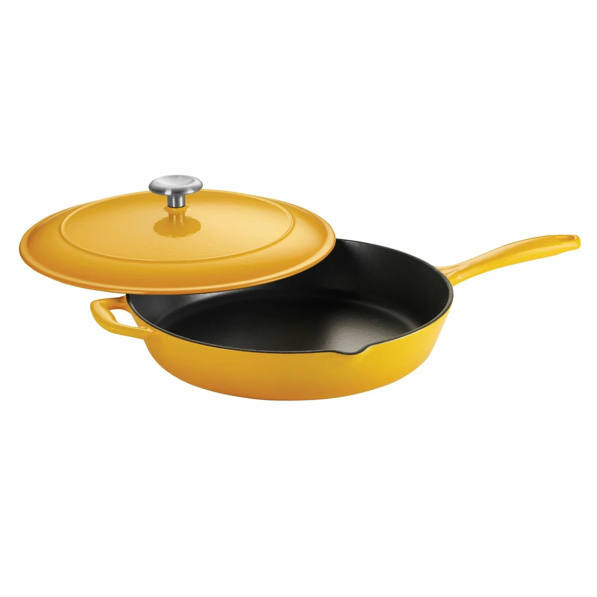 Tramontina 12 In Enameled Cast Iron Covered Skillet - Sunrise 4 Tramontina 12 In Enameled Cast Iron Covered Skillet - Sunrise - Image 2