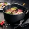 Tramontina 5.5 Qt Enameled Cast Iron Round Dutch Oven - Matte Black With Gold Stainless Steel Knob 1 Tramontina 5.5 Qt Enameled Cast Iron Round Dutch Oven - Matte Black With Gold Stainless Steel Knob -TRAMONTINA Sales 80131084PRM001G