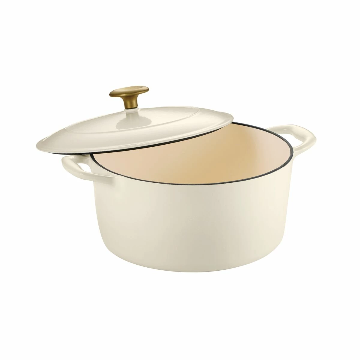 Tramontina 5.5 Qt Enameled Cast Iron Round Dutch Oven - Latte With Gold Stainless Steel Knob 4 Tramontina 5.5 Qt Enameled Cast Iron Round Dutch Oven - Latte With Gold Stainless Steel Knob - Image 2