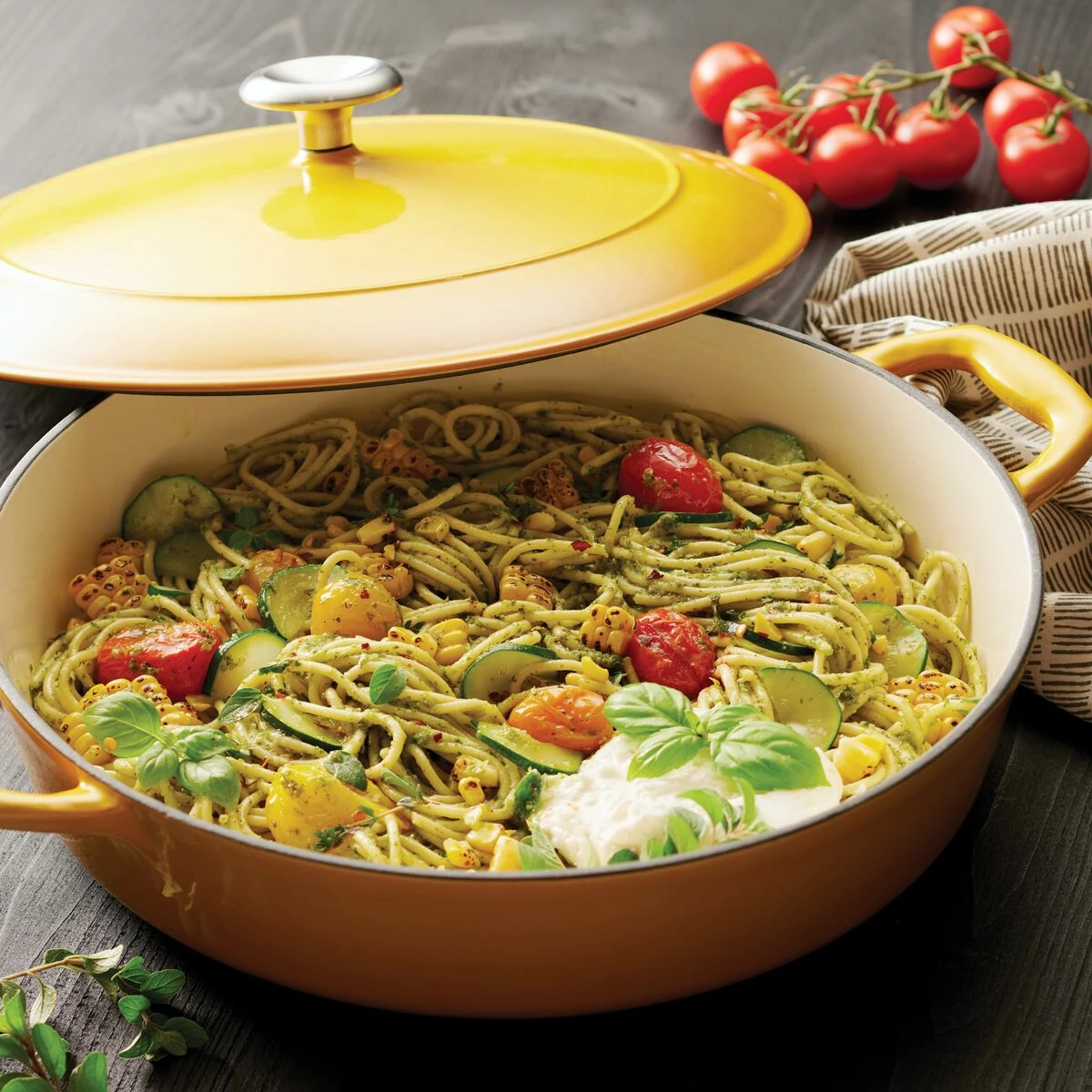 Tramontina 4 Qt Enameled Cast Iron Covered Braiser - Sunrise 3 Tramontina 4 Qt Enameled Cast Iron Covered Braiser - Sunrise