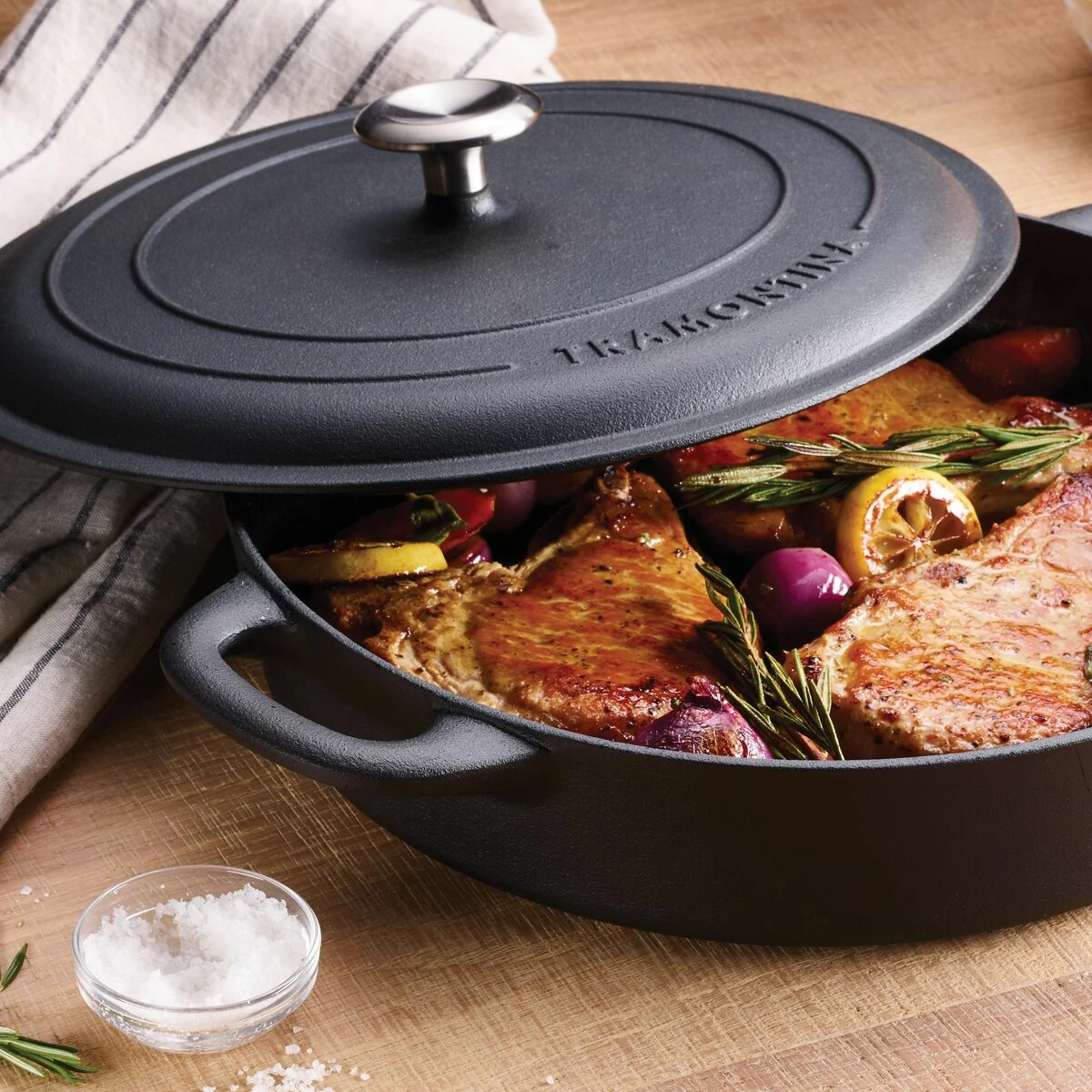 Tramontina 12.5" Cast Iron Covered Skillet Pre-Seasoned 3 Tramontina 12.5" Cast Iron Covered Skillet Pre-Seasoned