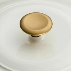 Tramontina 7 Qt Enameled Cast Iron Covered Tall Round Dutch Oven - Latte With Gold Knob -TRAMONTINA Sales 80131357IXM003G