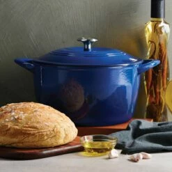 Tramontina 7 Qt Enameled Cast Iron Covered Tall Round Dutch Oven - Classic Blue