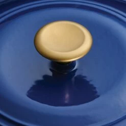 Tramontina 7 Qt Enameled Cast Iron Covered Tall Round Dutch Oven - Classic Blue With Gold Knob -TRAMONTINA Sales 80131359IXM003G