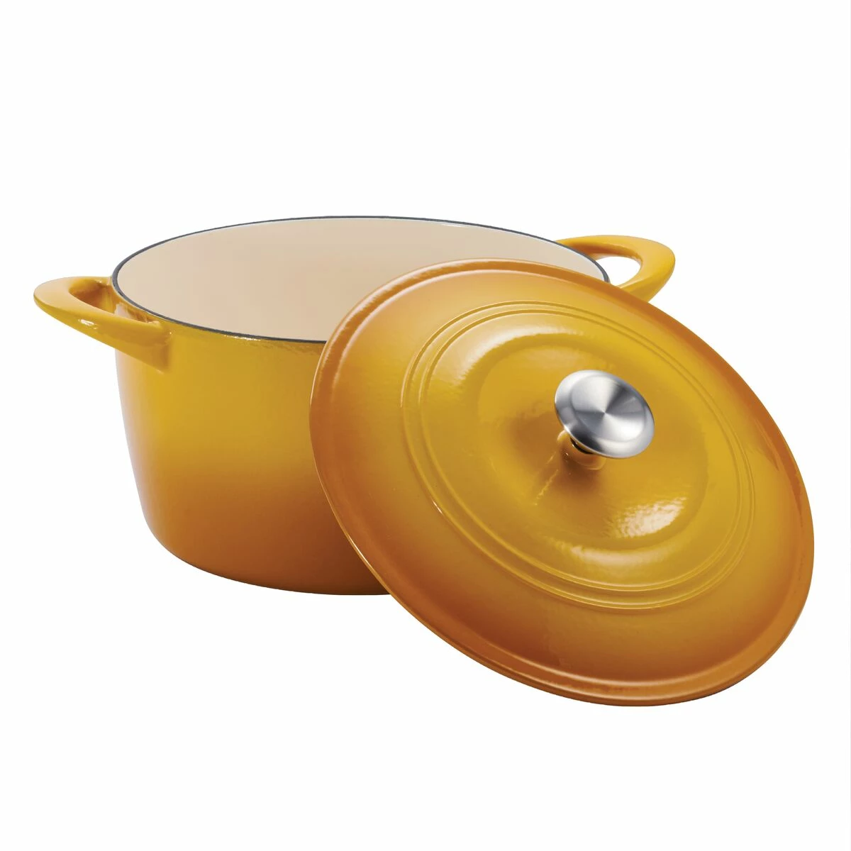 Tramontina 7 Qt Enameled Cast Iron Covered Tall Round Dutch Oven - Sunrise 6 Tramontina 7 Qt Enameled Cast Iron Covered Tall Round Dutch Oven - Sunrise - Image 4