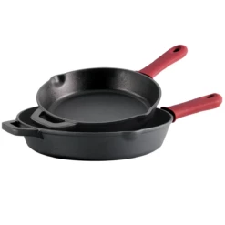Tramontina Pre-seasoned Cast Iron 2 Pk Skillets With Silicone Grips -TRAMONTINA Sales 80131654ANM001G