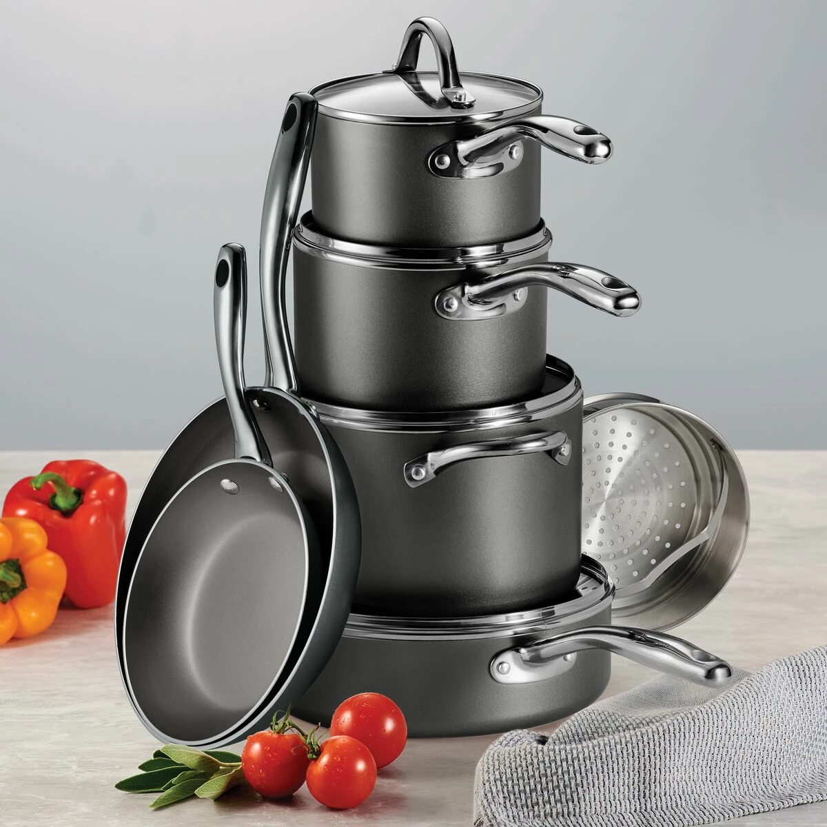 Tramontina 11 Pc Nonstick Cookware Set- Charcoal Gray 3 Tramontina 11 Pc Nonstick Cookware Set- Charcoal Gray