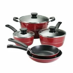 Tramontina Sicilia 8 Pc Aluminum Nonstick Cookware Set - Raspberry -TRAMONTINA Sales 80149044IXM001G