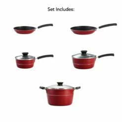 Tramontina Sicilia 8 Pc Aluminum Nonstick Cookware Set - Raspberry -TRAMONTINA Sales 80149044IXM002G