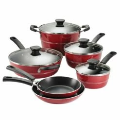 Tramontina Sicilia 10 Pc Aluminum Nonstick Cookware Set - Raspberry -TRAMONTINA Sales 80149045IXM001G